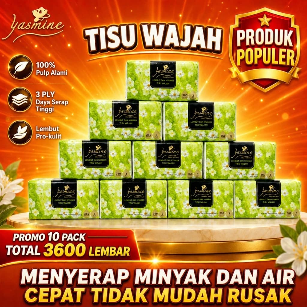 Yasmine Tissue Mewah 3 Ply 10 Pack | Tisu Wajah Lembut & Tebal